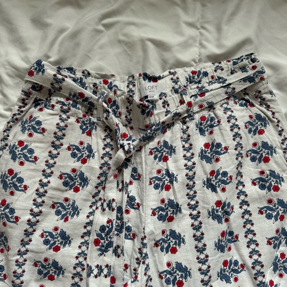 loft wide leg linen pants with belt - Picture 2 of 3